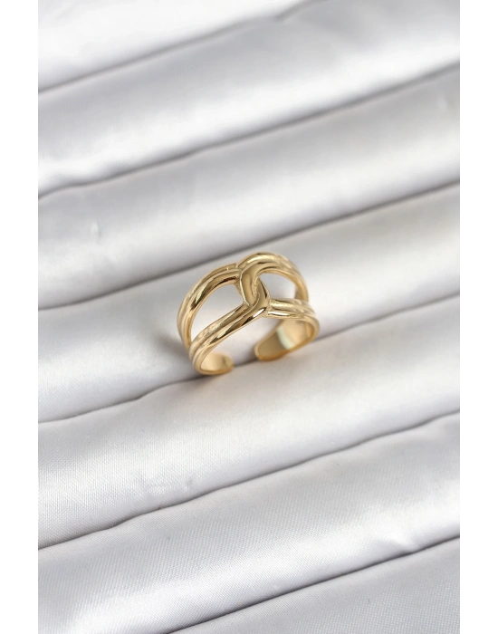 316L Çelik Gold Renk Düğüm Model Kadın Yüzük