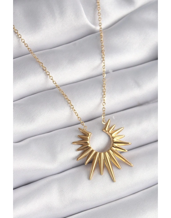 316L Çelik Gold Renk Güneş Model Vintage Kadın Kolye