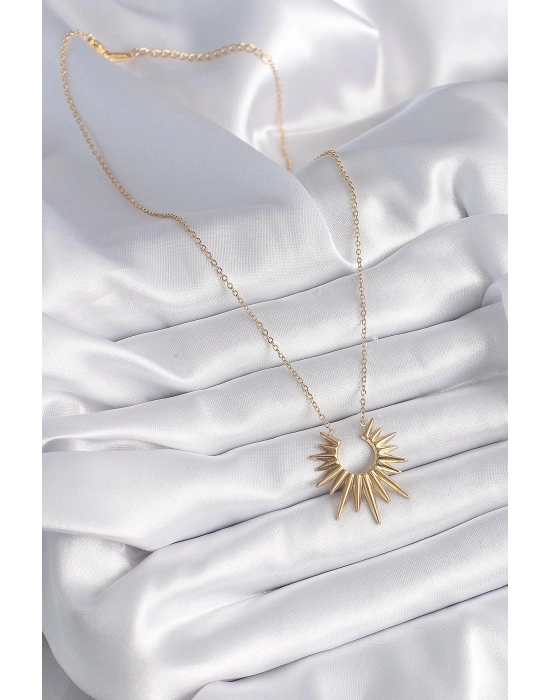 316L Çelik Gold Renk Güneş Model Vintage Kadın Kolye