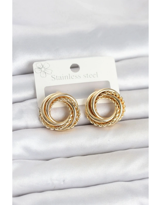 316L Çelik Gold Renk Halka Model Asorti Kadın Küpe