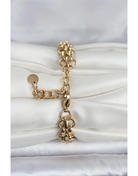 316L Çelik Gold Renk Hasır Zincir Model Kadın Bileklik