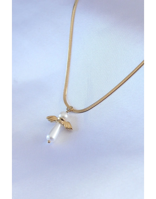 ® 316L Çelik Gold Renk İtalyan Zincir Model Piyon Figür Kadın Kolye