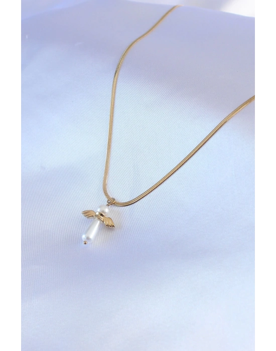 ® 316L Çelik Gold Renk İtalyan Zincir Model Piyon Figür Kadın Kolye