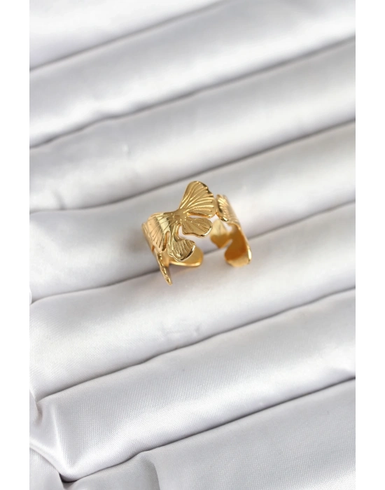 316L Çelik Gold Renk Lotus Model Kadın Yüzük
