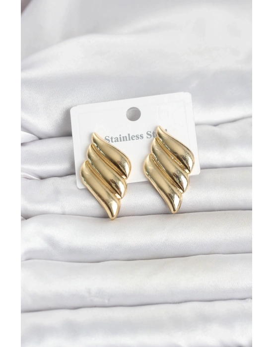 316L Çelik Gold Renk Motif Model Kadın Küpe