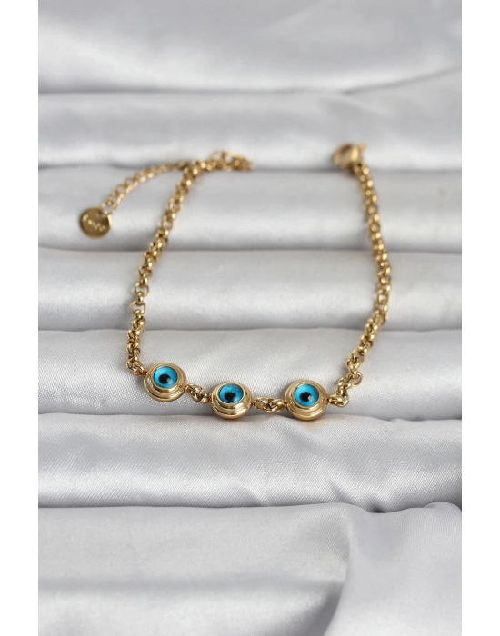 316L Çelik Gold Renk Nazarlı Kadın Bileklik