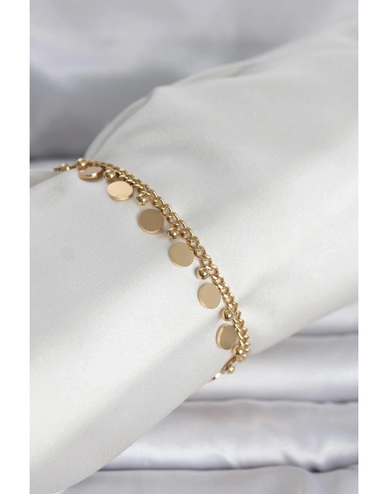 316L Çelik Gold Renk Pullu Model Kadın Bileklik