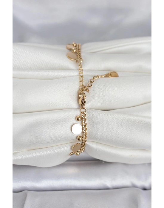 316L Çelik Gold Renk Pullu Model Kadın Bileklik