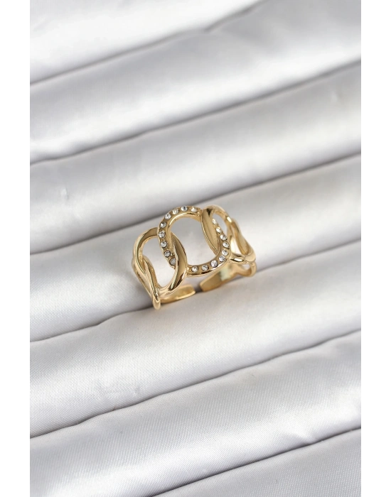 316L Çelik Gold Renk Samanyolu Model Kadın Yüzük