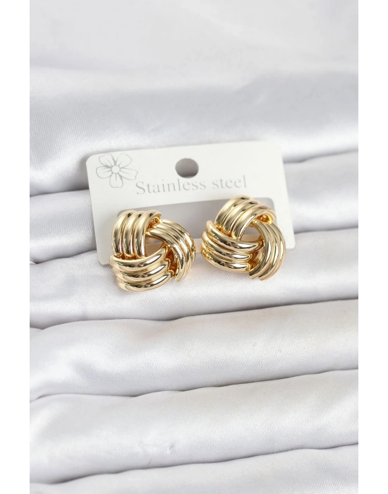 316L Çelik Gold Renk Sarmal Model Kadın Küpe