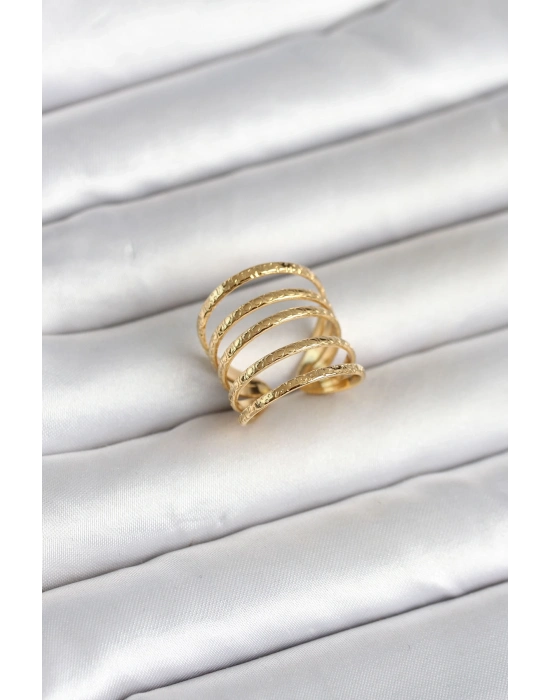 316L Çelik Gold Renk Sıralı Model Kadın Yüzük