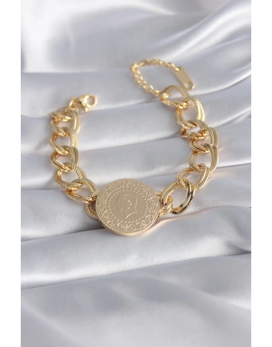 316L Çelik Gold Renk Tam Altın Model Samanyolu Kadın Bileklik