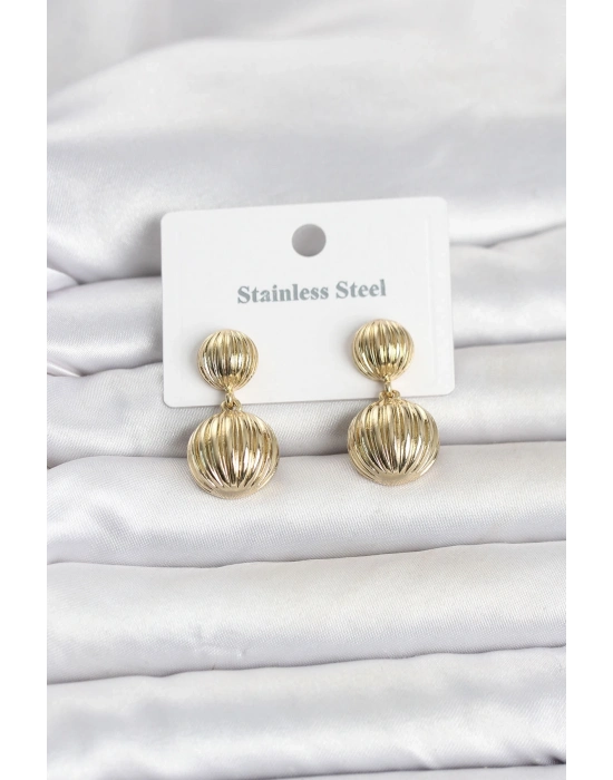 316L Çelik Gold Renk Vintage Model Kadın Küpe