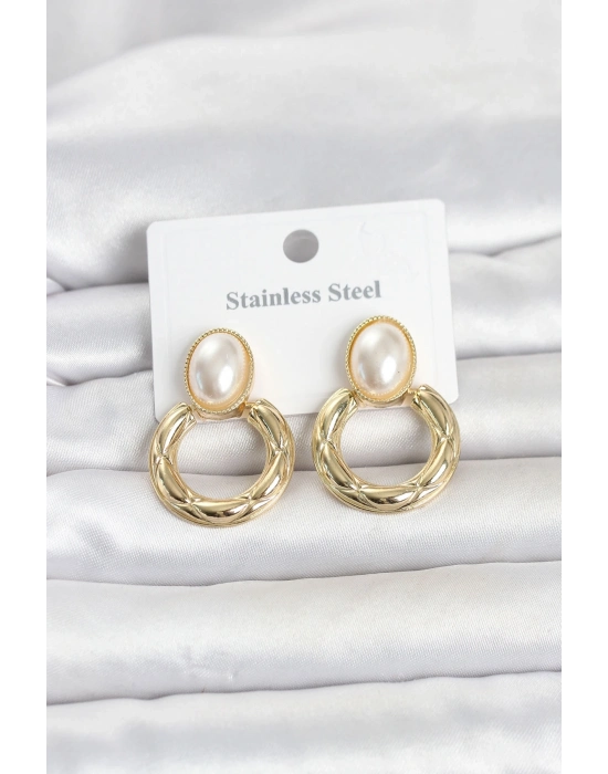 316L Çelik Gold Renk Vintage Model Kadın Küpe