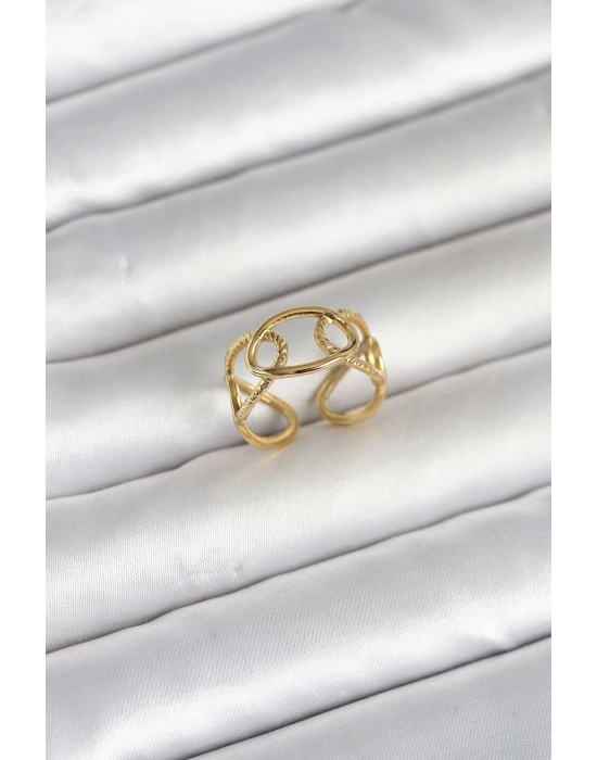 316L Çelik Gold Renk Zincir Model Kadın Yüzük
