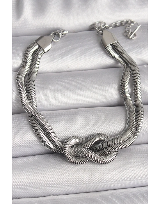 316L Çelik Gümüş Renk Düğüm Model Kadın Bileklik