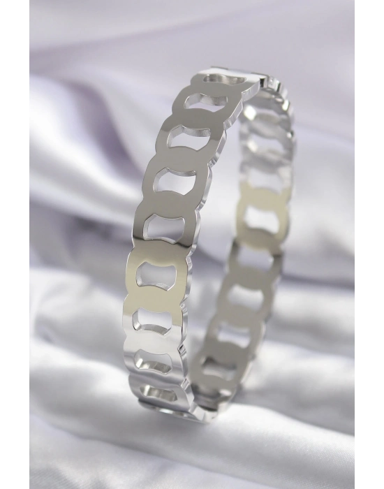 ® 316L Çelik Gümüş Renk Geçme Halka Model Kadın Kelepçe