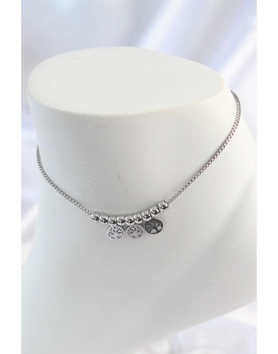 ® 316L Çelik Gümüş Renk Yaşam Ağacı Model Kadın Halhal