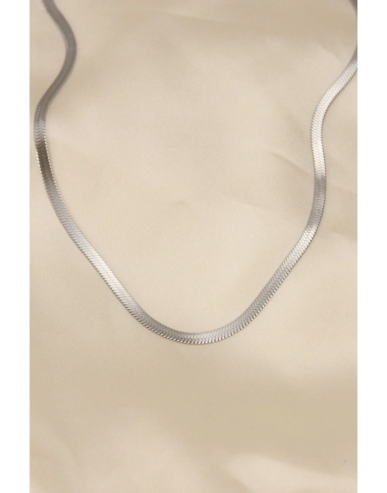 316L Çelik Silver Renk 45 cm İtalyan Zincir Model Kadın Kolye