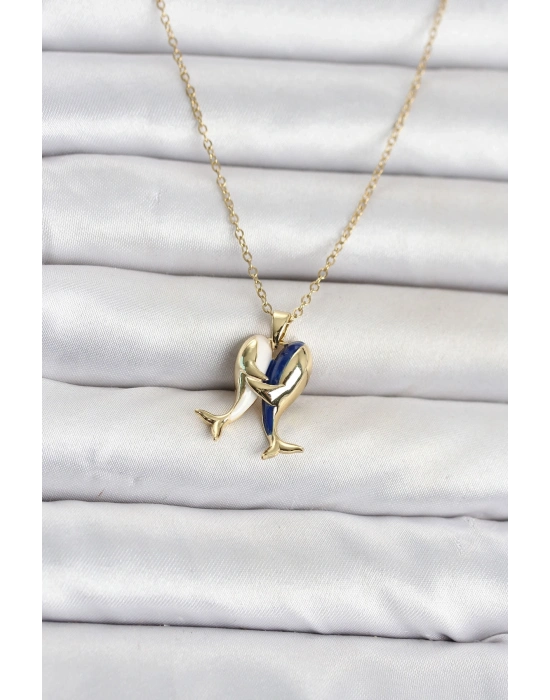 316L Çelik Zincir Gold Renk Dolphin Model Kadın Kolye