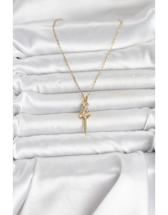316L Çelik Zincir Gold Renk Kılıç Model Kadın Kolye