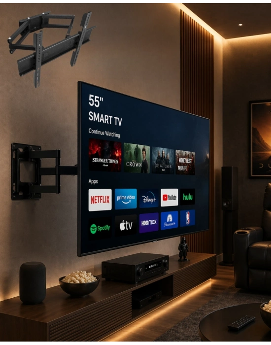 32 55 İnç Televizyon Askı Aparatı Duvara Monte Hareketli TV Tutucu