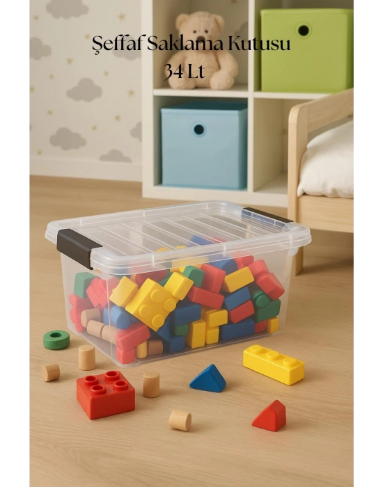 34 L Şeffaf Saklama Kutusu & Düzenleme Kutusu & Oyuncak Kutusu