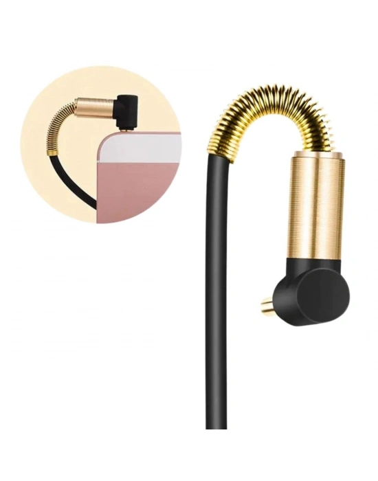 ®   3.5mm AUX Kablosu Jak Erkek Erkek L Tipi 1 Metre Ses Aktarım Kablosu