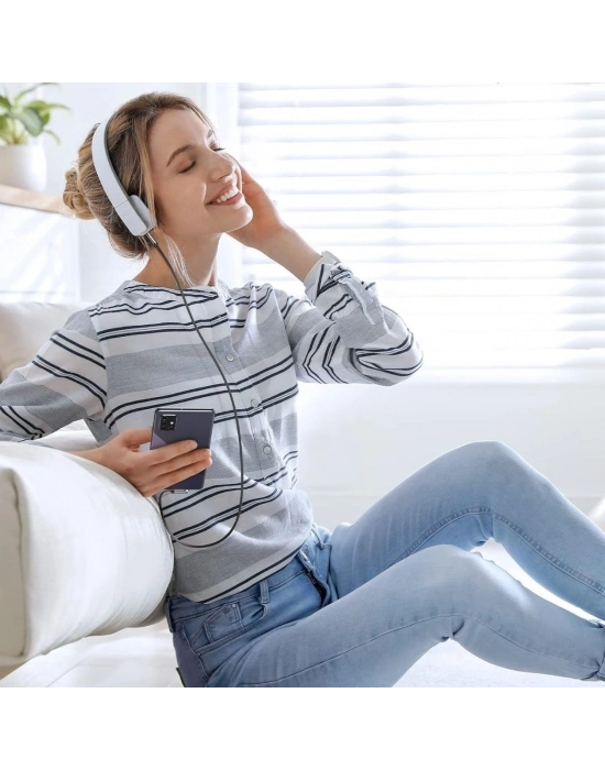 ®   3.5mm AUX Kablosu Jak Erkek Erkek L Tipi 1 Metre Ses Aktarım Kablosu