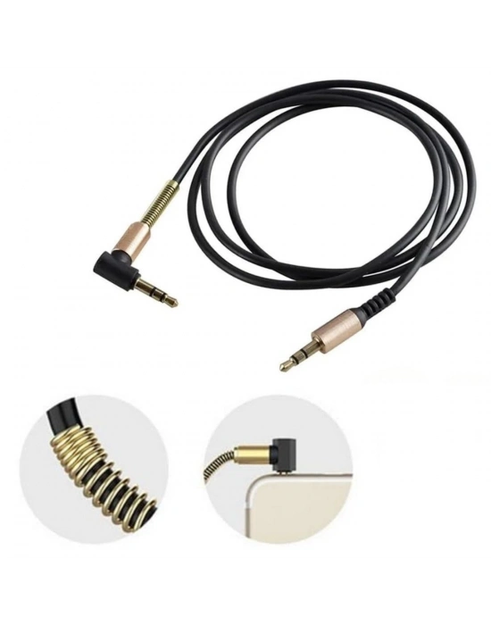 ®   3.5mm AUX Kablosu Jak Erkek Erkek L Tipi 1 Metre Ses Aktarım Kablosu