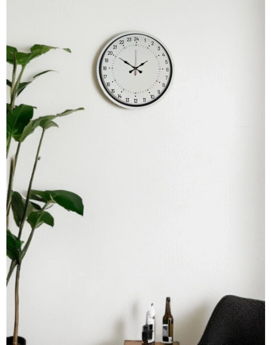 ® 36 Cm Beyaz 24 Saat Göstergeli Özel Tasarım Duvar Saati