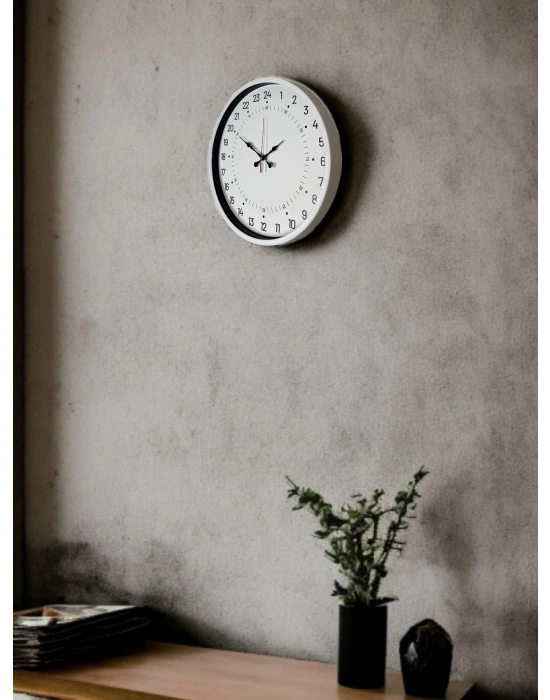 ® 36 Cm Beyaz 24 Saat Göstergeli Özel Tasarım Duvar Saati