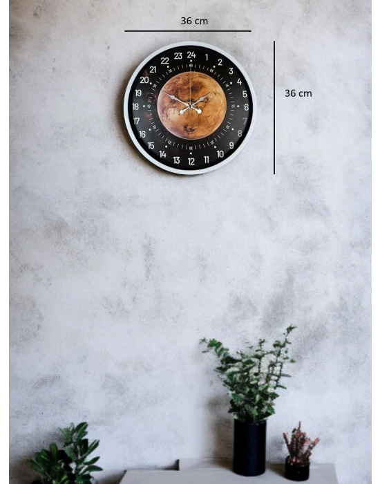 ® 36 Cm Beyaz 24 Saat Göstergeli Özel Tasarım Duvar Saati