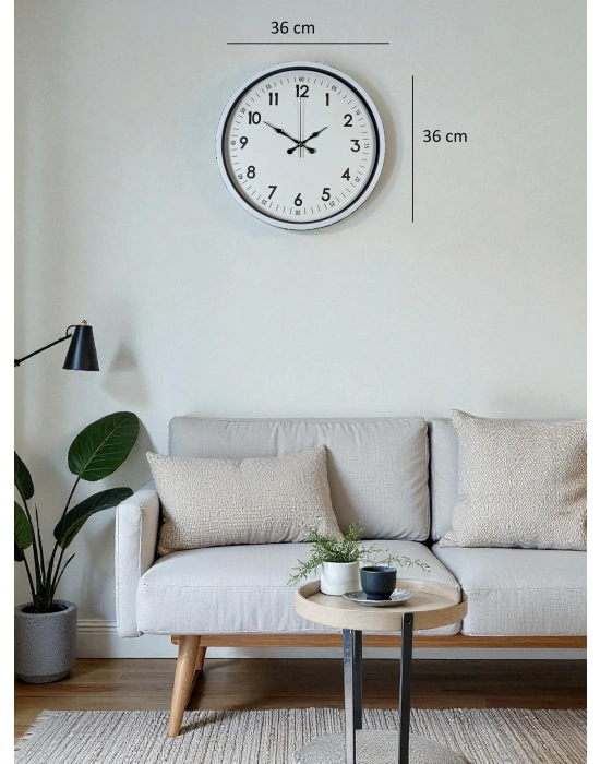 36 Cm Beyaz Dekoratif Duvar Saati