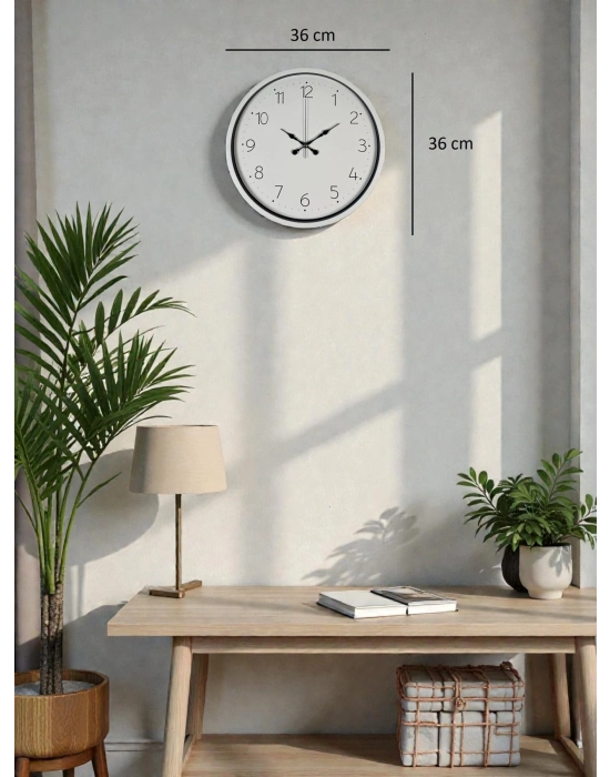 ® 36 Cm Beyaz Dekoratif Duvar Saati