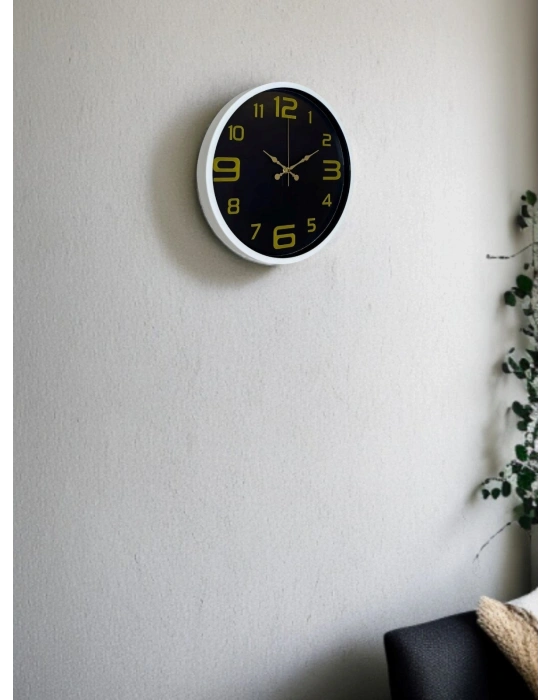 ® 36 Cm Beyaz Gold Rakamlı Dekoratif Duvar Saati