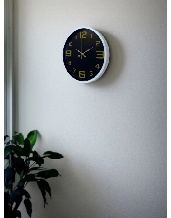 ® 36 Cm Beyaz Gold Rakamlı Dekoratif Duvar Saati