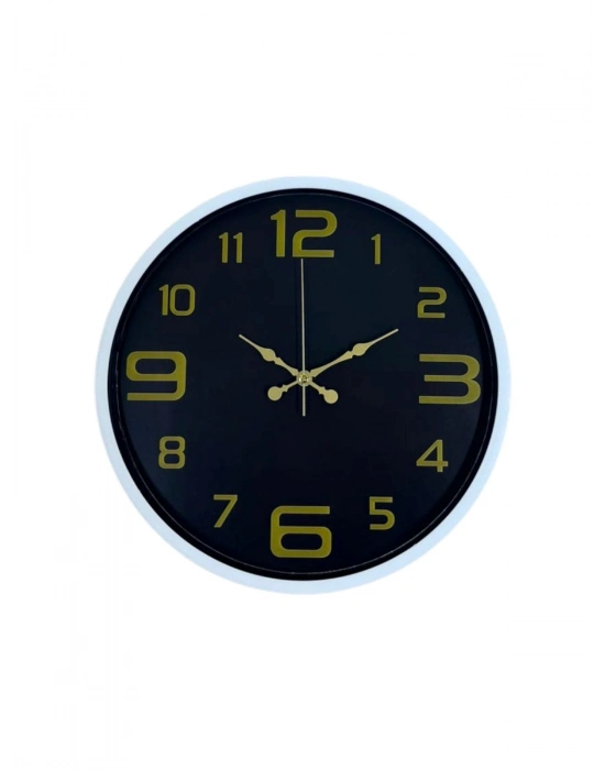 ® 36 Cm Beyaz Gold Rakamlı Dekoratif Duvar Saati
