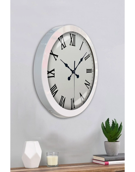 ® 36 cm Beyaz Metal Roma Rakamlı Duvar Saati