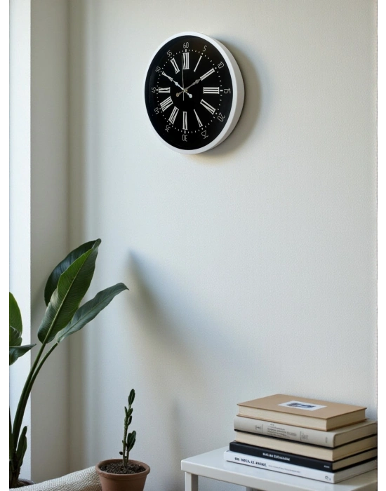 ® 36 Cm Beyaz Zarif Dekoratif Duvar Saati