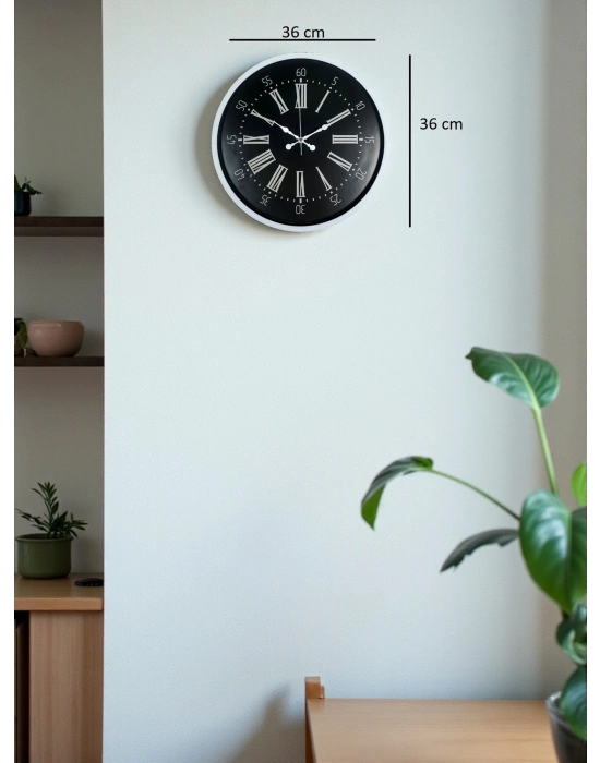 ® 36 Cm Beyaz Zarif Dekoratif Duvar Saati