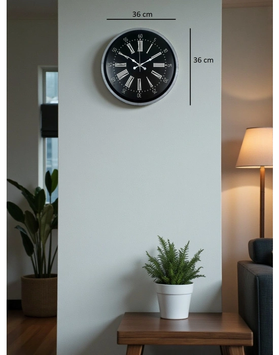 ® 36 cm Dekoratif Gri Duvar Saati