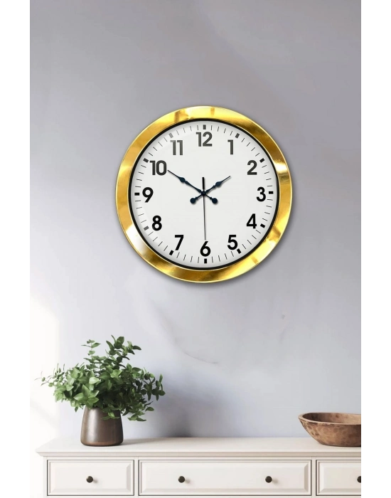 ® 36 cm Gold Metal Standart Duvar Saati
