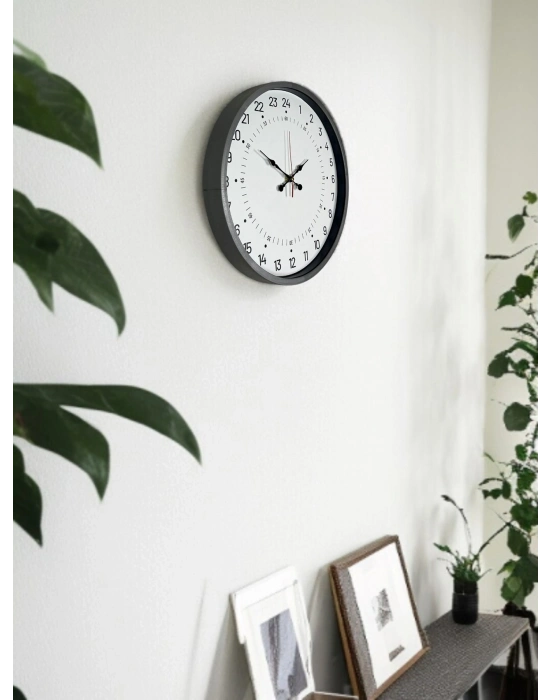 ® 36 Cm Gri 24 Saat Göstergeli Özel Tasarım Duvar Saati