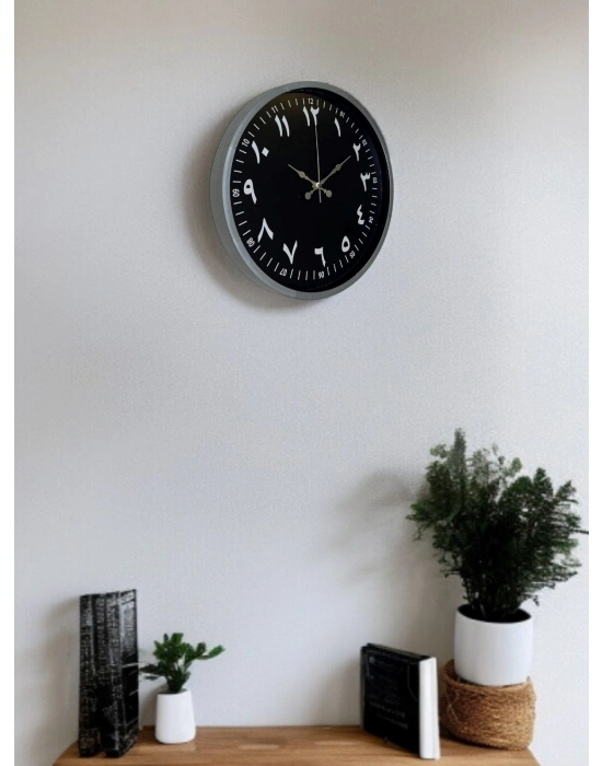 ® 36 Cm Gri Arapça Rakamlı Duvar Saati