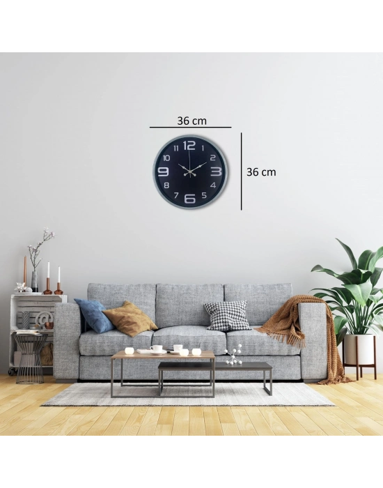 36 Cm Gri Dekoratif Duvar Saati