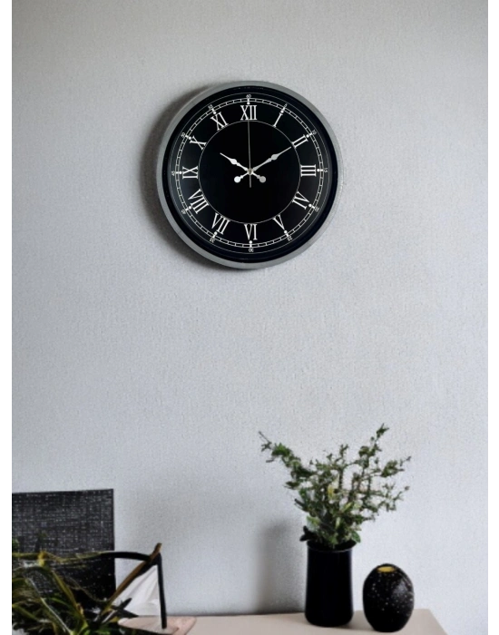 ® 36 Cm Gri Roma Rakamlı Zarif Duvar Saati