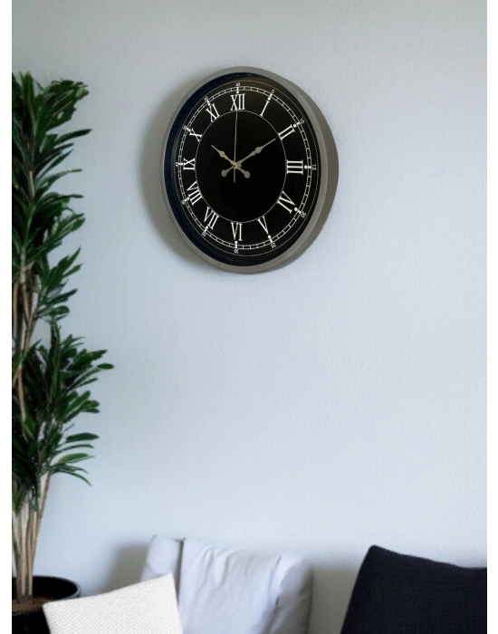 ® 36 Cm Gri Roma Rakamlı Zarif Duvar Saati