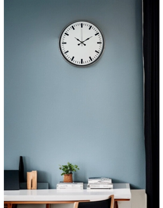 ® 36 Cm Gri Sade Dekoratif Duvar Saati