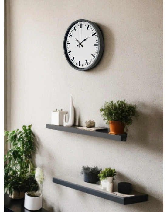 ® 36 Cm Gri Sade Dekoratif Duvar Saati